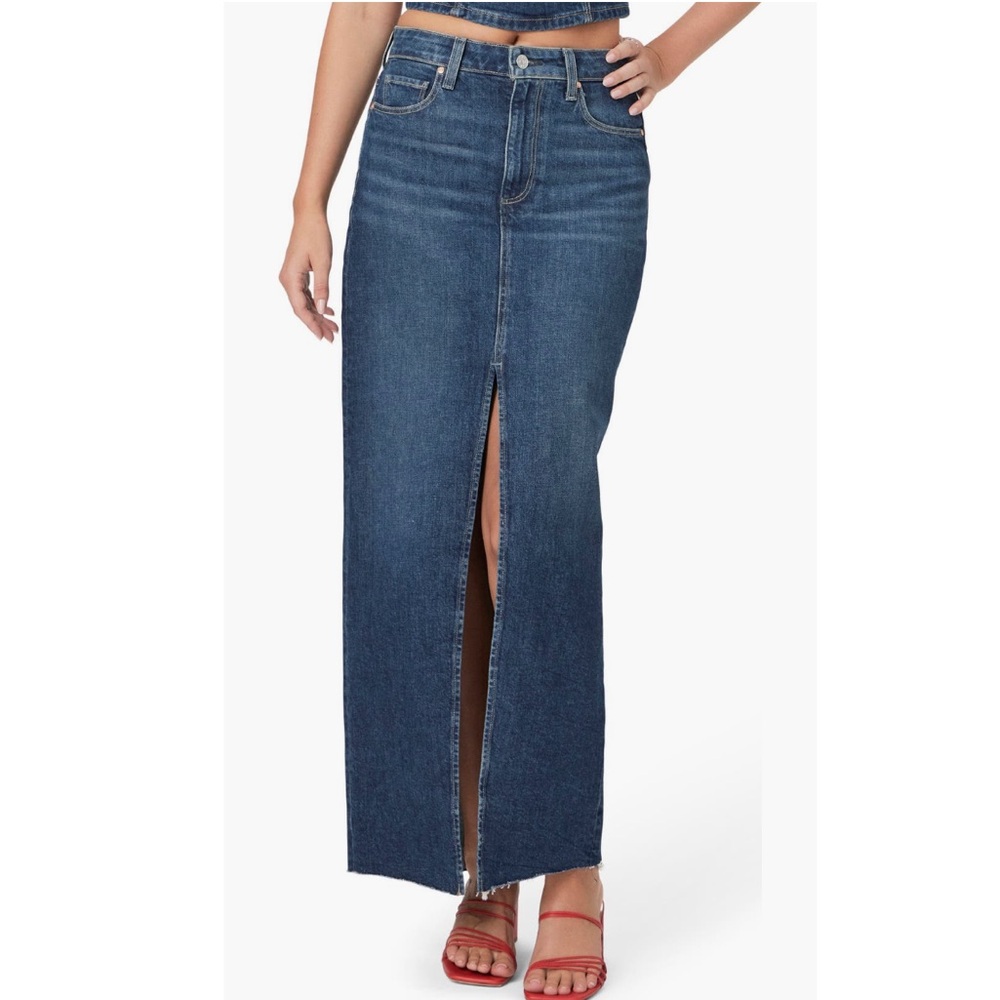 NWT Paige Angela Raw Hem Denim Maxi Skirt, Sketchbook, Women’s Size 25